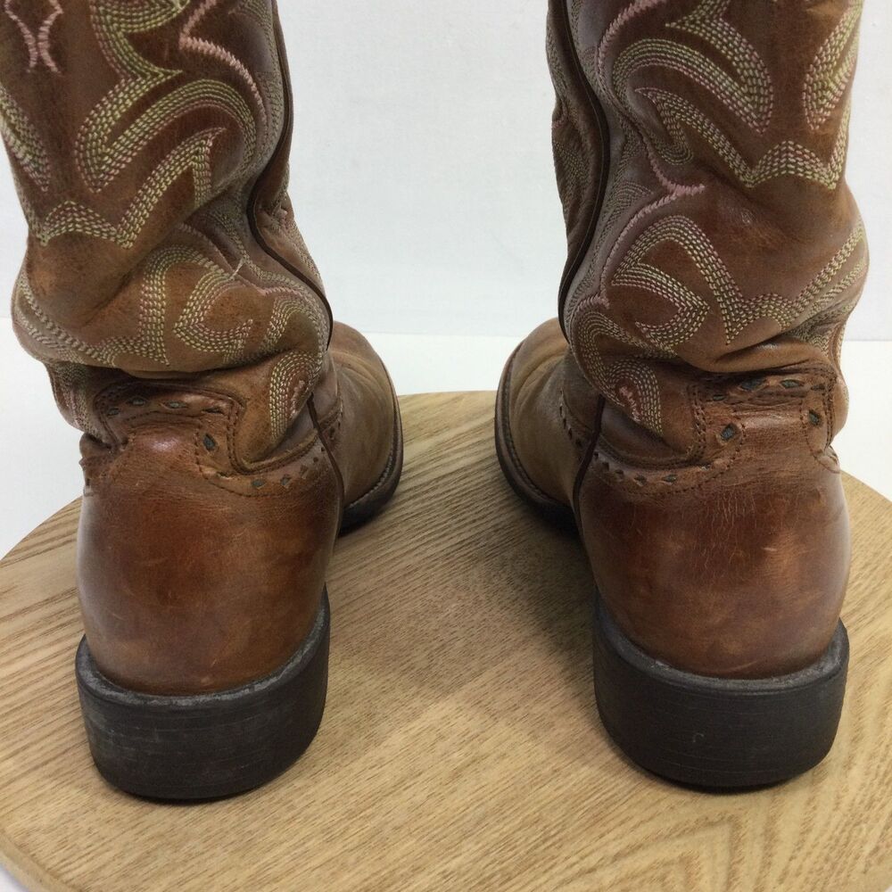 Ariat Womens Heritage Boots Leather Western Stitch Mid Calf Brown Size 7B - Picture 4 of 14